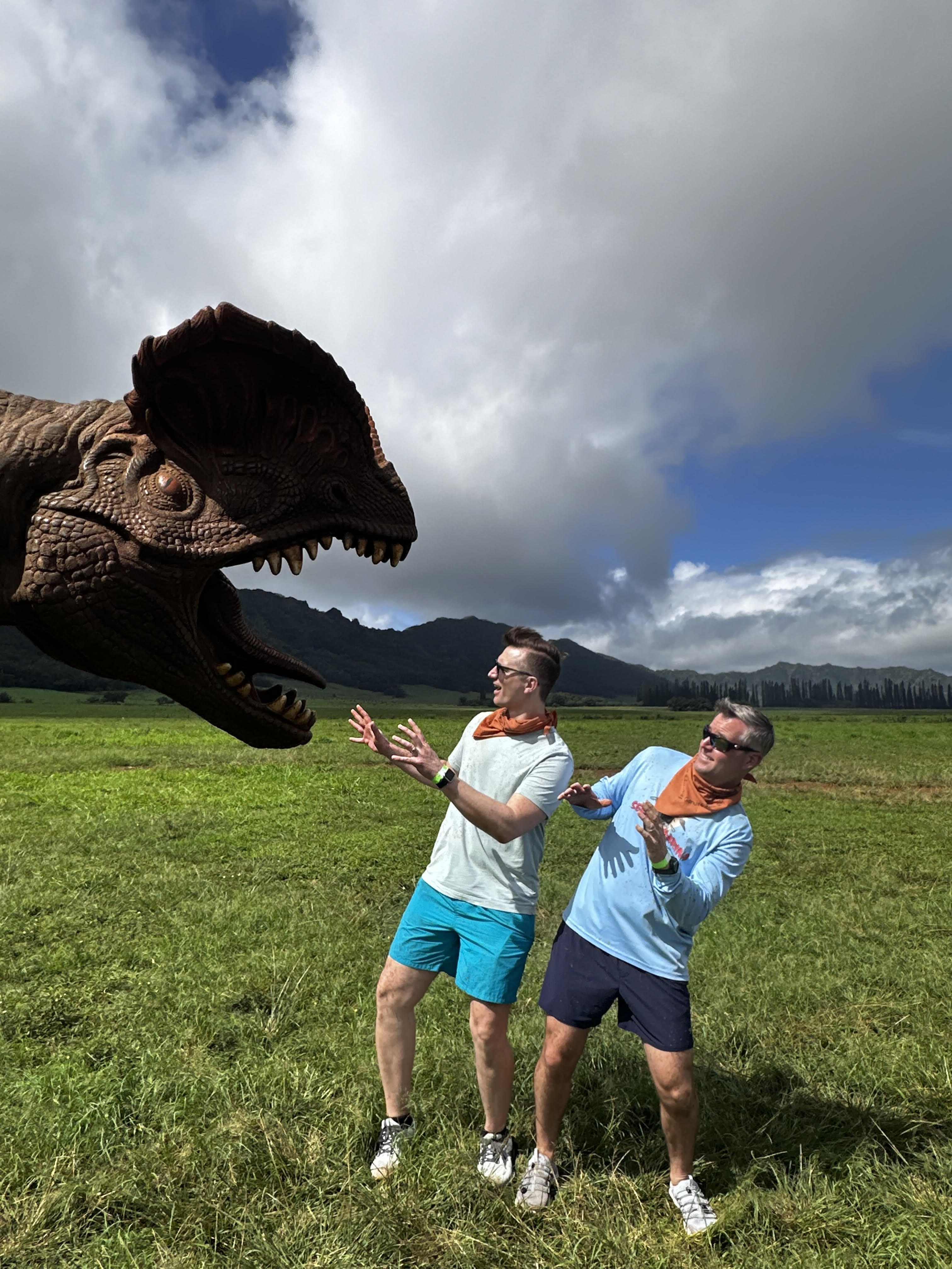 Fun with a T-rex statue